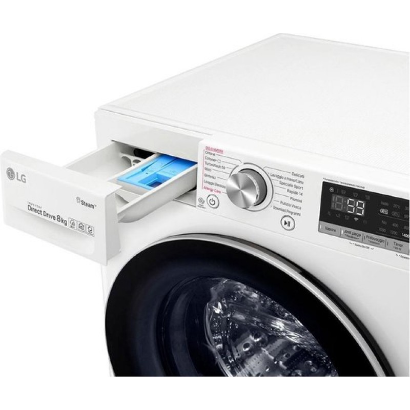 LG GC3V508S1 - 8 kg Wasmachine met TurboWash™ 59 - Slimme AI DD™ motor - Hygiënisch wassen met stoom - ThinQ™