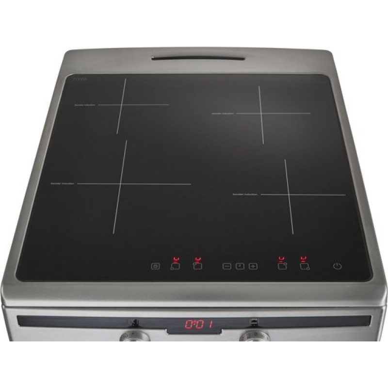 Inventum VFI5042RVS - Vrijstaand inductie fornuis - Elektrische oven - 4 kookzones - 50 cm - 65 liter - RVS/Zwart