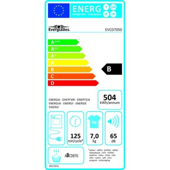 Everglades EVCD7050 - Condensdroger - Wit - B Klasse - 7KG - Startuitstel - 15 Programma's 