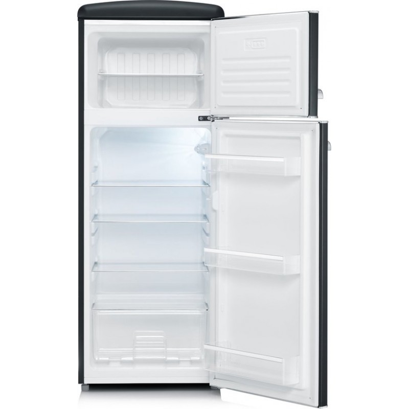 Severin 8932 - Koelvriescombinatie vrijstaand - retro koelkast - zwart