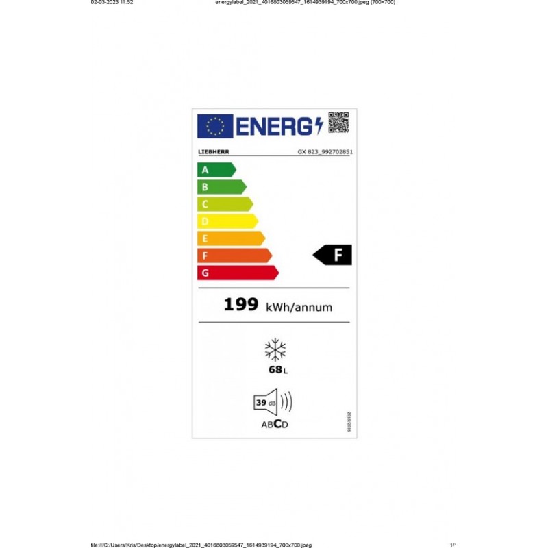 Liebherr mini vriezer GX 823-21