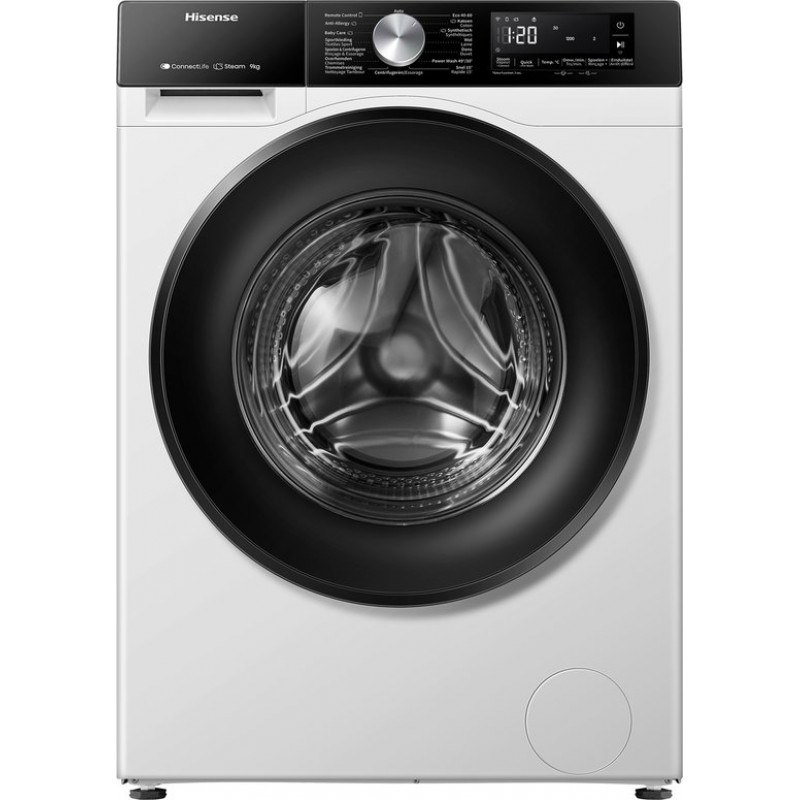 Hisense 3S Serie WF3S8043BW3/BLX - Wasmachine met Energielabel A -30 - 8kg - 72dB (A) - Steam Wash -1400 toeren - Power Wash 49 - ConnectLife