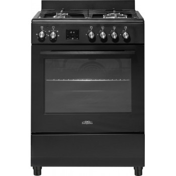 Everglades EVCK6020 - Gasfornuis - Mat Zwart - 60CM - Hoogte 89 - 92CM - Gietijzeren Pannendragers - Wokbrander - Digitale Timer - 8 Ovenstanden - Hete Lucht Oven - 56 Liter