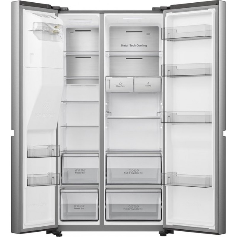 Hisense RS818N4TIC - Amerikaanse koelkast - Energielabel C - Water-  ijsdispenser - Metal Cooling - No Frost - RVS - Multi-Air Flow - Fast Freeze - 35dB - Inverter Compressor - 632 Liter