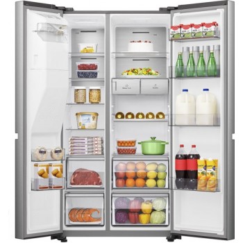 Hisense RS818N4TIC - Amerikaanse koelkast - Energielabel C - Water-  ijsdispenser - Metal Cooling - No Frost - RVS - Multi-Air Flow - Fast Freeze - 35dB - Inverter Compressor - 632 Liter