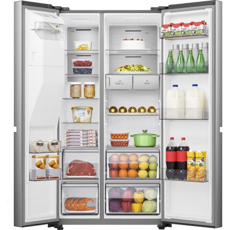 Hisense RS818N4TIC - Amerikaanse koelkast - Energielabel C - Water-  ijsdispenser - Metal Cooling - No Frost - RVS - Multi-Air Flow - Fast Freeze - 35dB - Inverter Compressor - 632 Liter