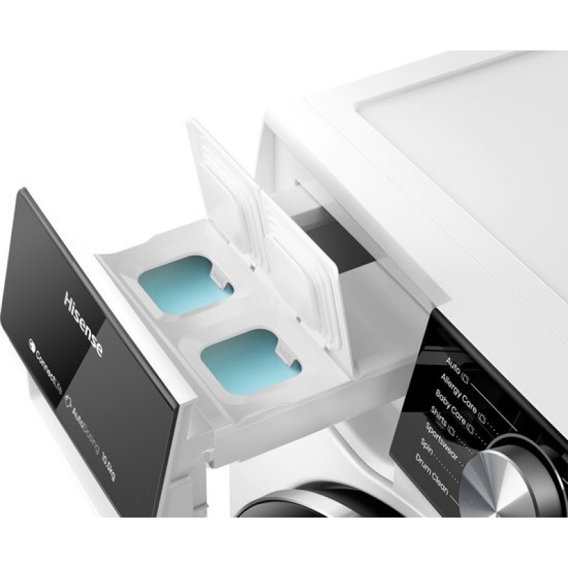 Hisense 5S Serie WF5S1045BW - Wasmachine met Energielabel A - 10,5kg - Auto dosing - 72dB - Steam Wash -1400 toeren - Power Wash 49' - Connectlife