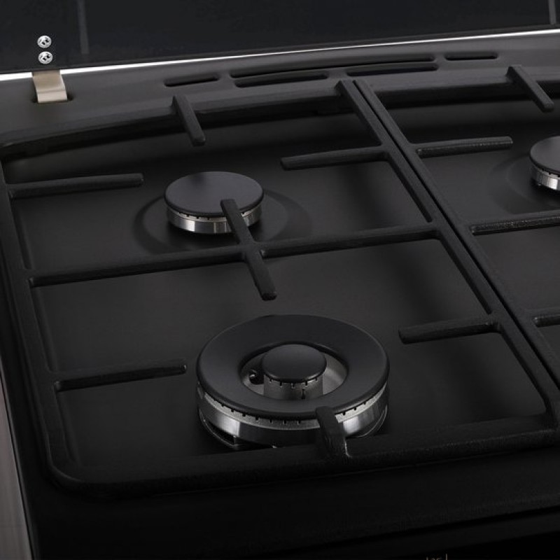 Inventum VFG6034WGZWA - Vrijstaand gasfornuis - Elektrische oven - 4 kookzones - 60 cm - 65 liter - Zwart