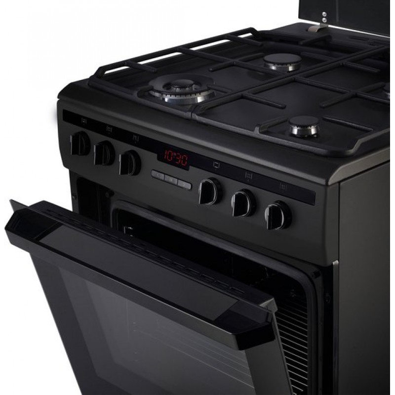 Inventum VFG6034WGZWA - Vrijstaand gasfornuis - Elektrische oven - 4 kookzones - 60 cm - 65 liter - Zwart