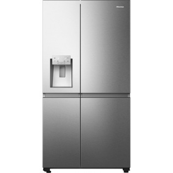 Hisense RS818N4IID- Amerikaanse koelkast - Energielabel D - Vaste Wateraansluiting - Water- ijsdispenser - Metal Cooling - No Frost - RVS - Multi-Air Flow - Fast Freeze - 35dB A - Inverter Compressor - 632 Liter