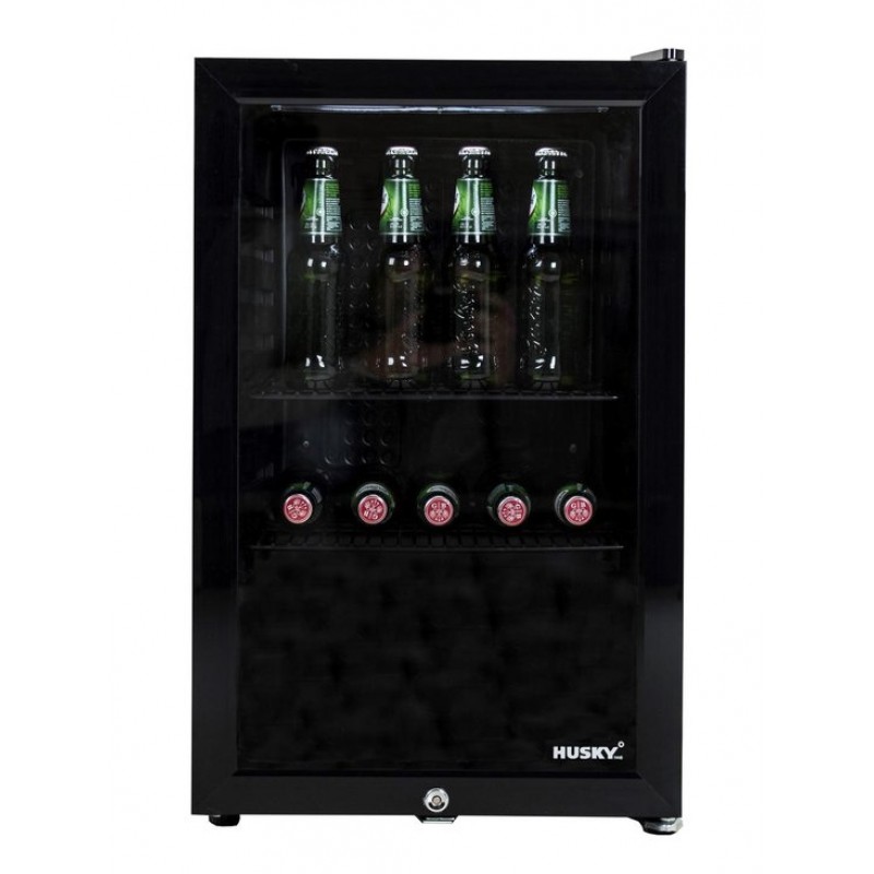 Husky KK70-BK-NL-HU - Dranken koeler - 71 Liter - Horeca - Met Glazen Deur - Zwart