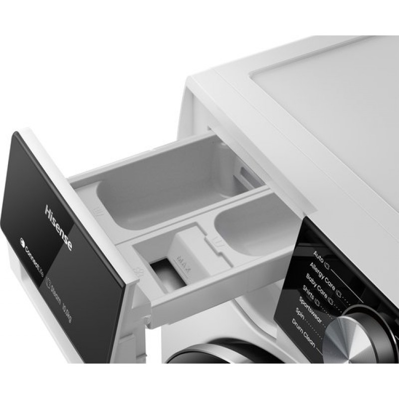 Hisense Wasmachine WF5S1043BW - 10.5kg - A-Klasse - StoomFunctie - ConnectLife - 72dB (A) - Audiosignaal - Koud wassen 15 °C