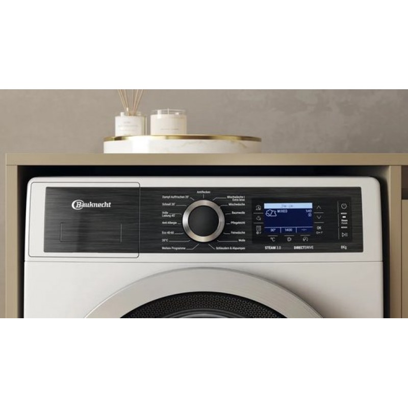 Bauknecht B6 88 SILENCE DE Wasmachine - 8 kg -1400 tpm - Load Detect - Steam Hygiene - Stop en Add - Wit - Energielabel A