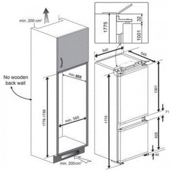 Beko BCHA275K4SN | inbouw koelvriescombinatie | 178 cm | Sleepdeur