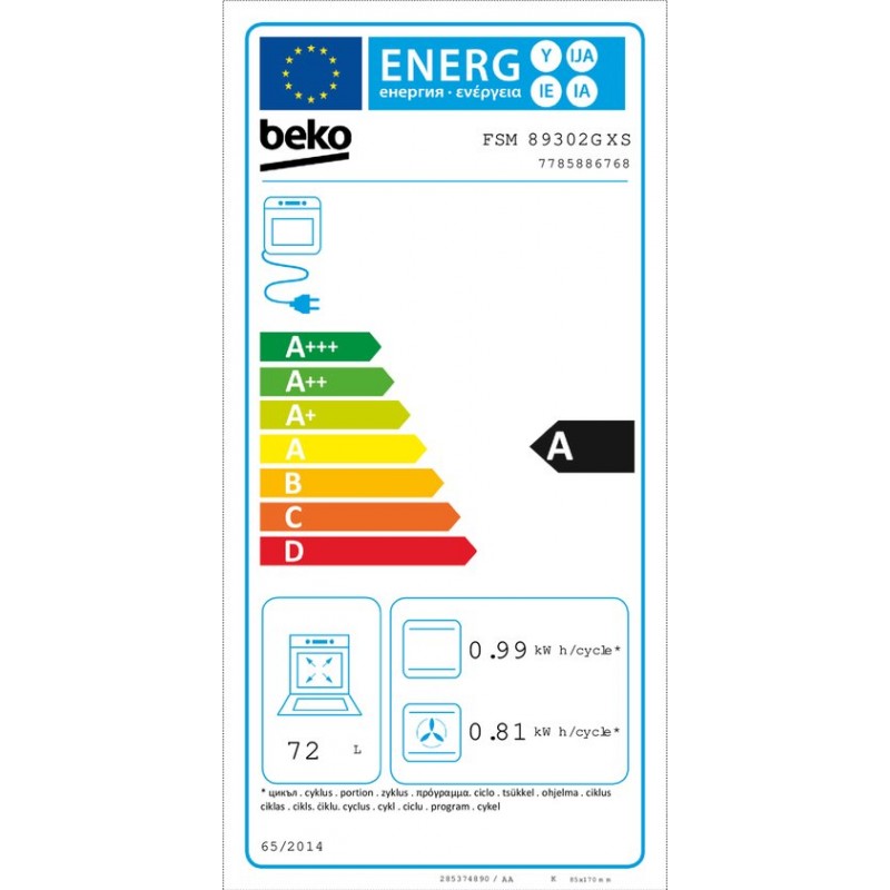Beko FSM89302GXS - Inductie Fornuis