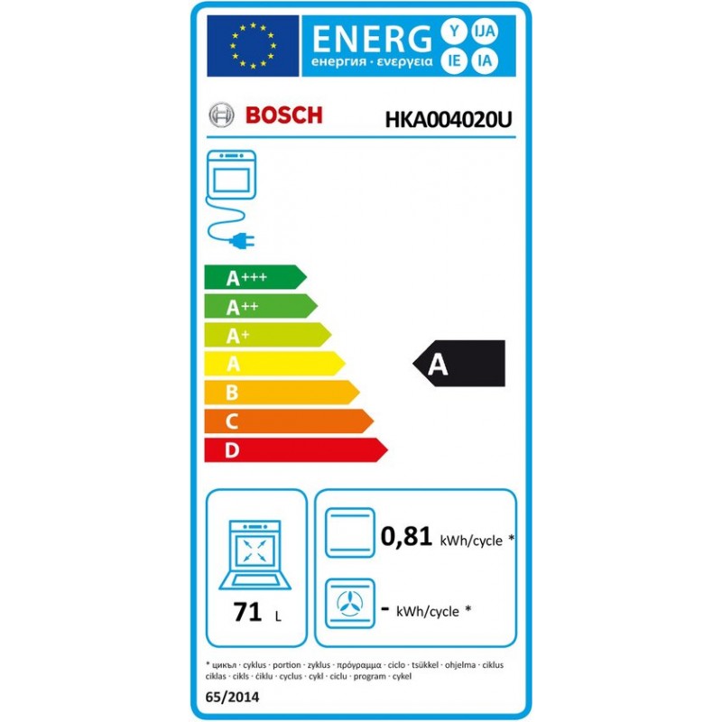 Bosch HKA004020U - Serie 2 - Vrijstaand elektrisch fornuis - Keramisch - Wit - Energielabel A
