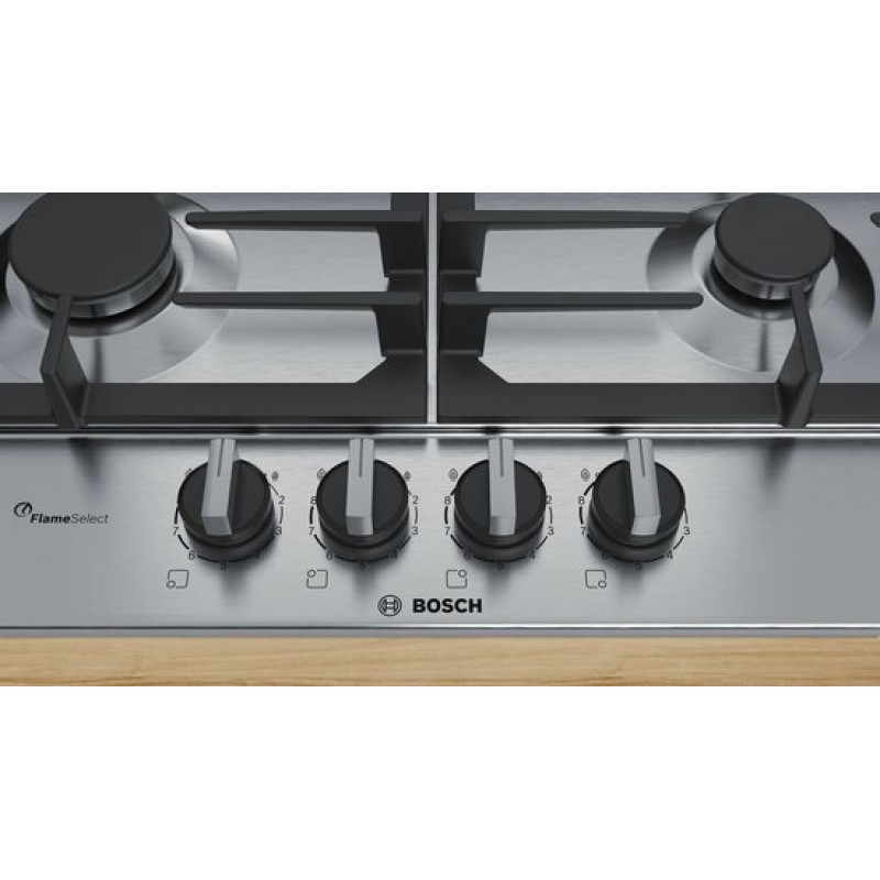 Bosch PCH6A5B90 - Serie 6 - Inbouw gaskookplaat - Zwart - Roestvrijstaal - 4 zone