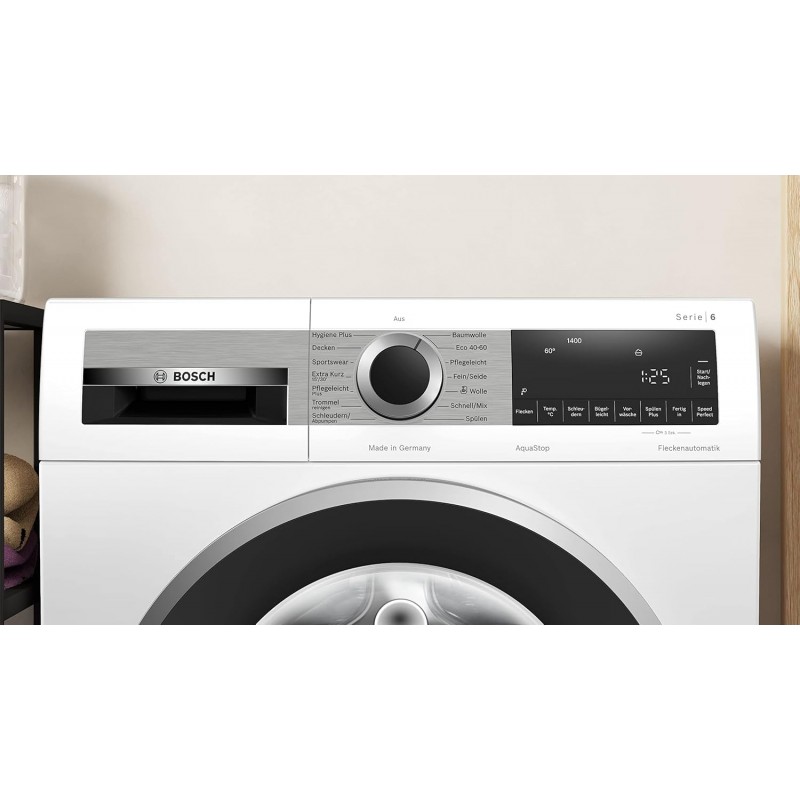 BOSCH WGG244140 Wasmachine serie 6, voorlader met 9 kg inhoud, 1400 rpm, Made in Germany, Active Water Plus, Speed Perfect, vlekautomaat, navulfunctie