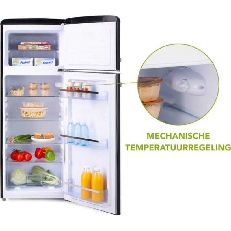 Domo DO91704R Retro Koelkast - Koelvriescombinatie - D - 206 L - Zwart