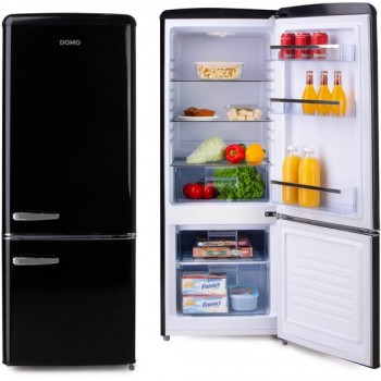 DOMO DO91706R Retro Koelkast - Koelvriescombinatie - Energieklasse D - 191 L - Zwart