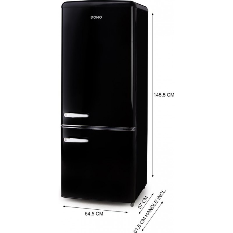 DOMO DO91706R Retro Koelkast - Koelvriescombinatie - Energieklasse D - 191 L - Zwart