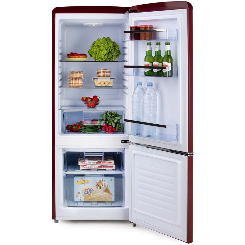 Domo DO91707R Retro Koelkast - Koelvriescombinatie - D - 191 L Wijnrood