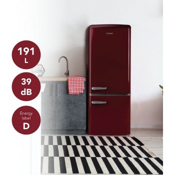 Domo DO91707R Retro Koelkast - Koelvriescombinatie - D - 191 L Wijnrood