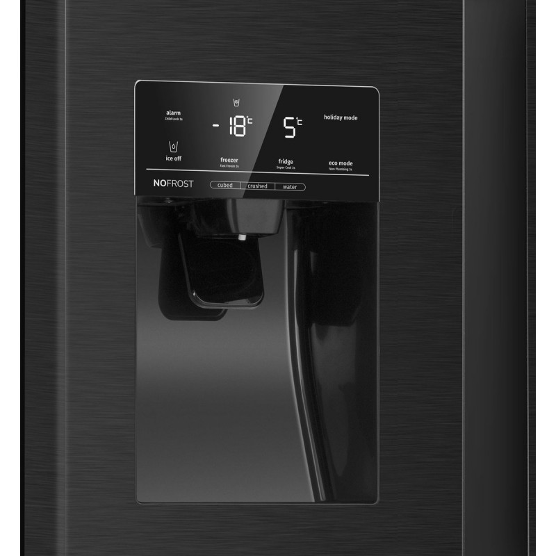 ETNA AKV578IZWA - Amerikaanse koelkast - Water- en ijsdispenser met reservoir - No Frost - Zwart