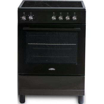 Everglades EVCK6110 - Keramisch Fornuis - Mat Zwart - 60CM - Hoogte 89 - 92CM - Telescopische Metalen Poten - 6 Ovenstanden - 56 Liter