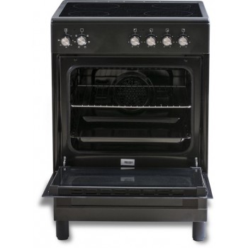 Everglades EVCK6110 - Keramisch Fornuis - Mat Zwart - 60CM - Hoogte 89 - 92CM - Telescopische Metalen Poten - 6 Ovenstanden - 56 Liter