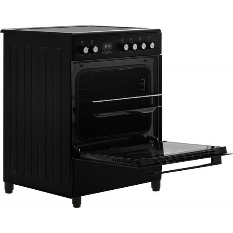 Everglades EVCK6135 - Keramisch Fornuis - Mat Zwart - 60CM - Hoogte 89 - 92CM - Digitale Timer - 56 Liter - 6 Ovenstanden - Side Wire Rack - Hoogte 89 - 92CM - Telescopische Metalen Poten