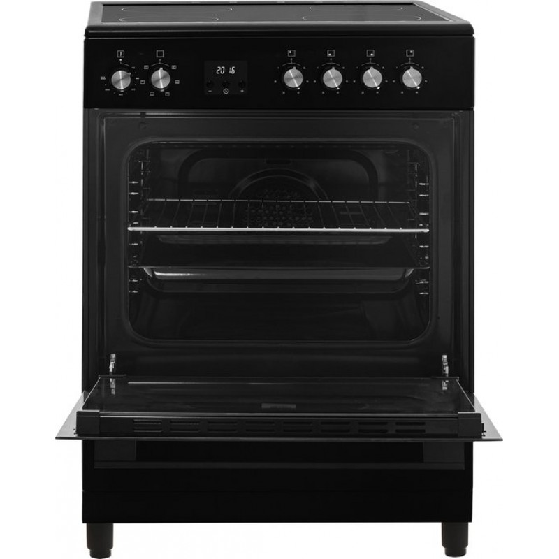 Everglades EVCK6135 - Keramisch Fornuis - Mat Zwart - 60CM - Hoogte 89 - 92CM - Digitale Timer - 56 Liter - 6 Ovenstanden - Side Wire Rack - Hoogte 89 - 92CM - Telescopische Metalen Poten