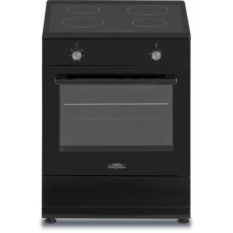 Everglades EVCK6210 - Inductie Fornuis - Mat Zwart - M 60C- Hoogte 89 - 94CM - 56 Liter - 6 Ovenstanden - Hete Lucht - Telescopische Metalen Poten