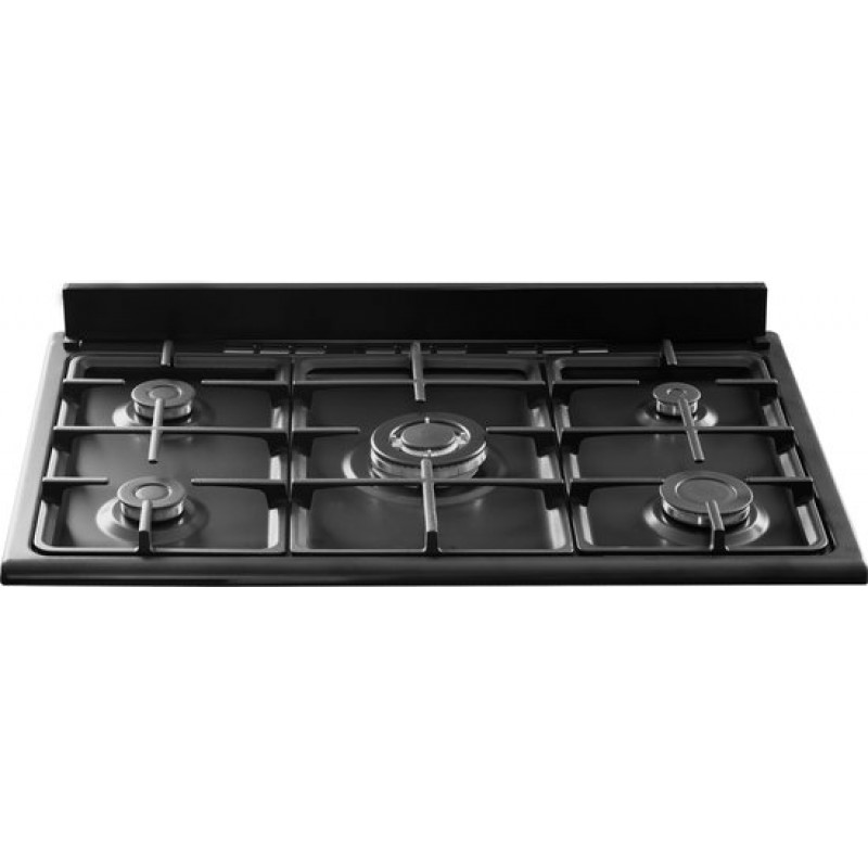 Everglades EVCK9020 - Gasfornuis - Mat Zwart - 90CM - 9 Ovenstanden - Gietijzeren Pannendragers - Wokbrander - Digitale Timer