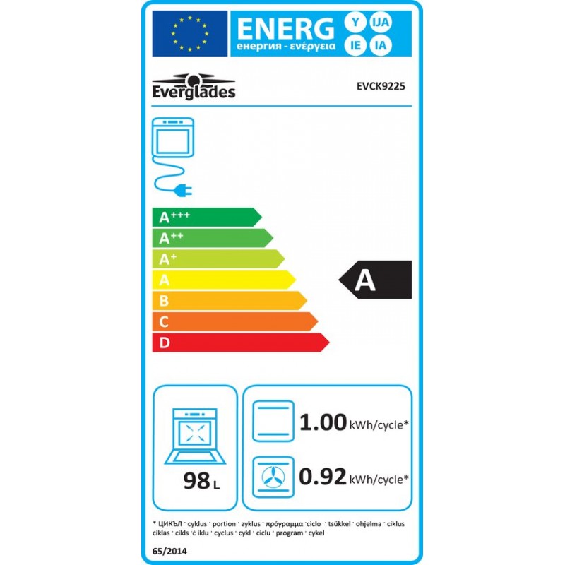 Everglades EVCK9225 - Inductiefornuis - Mat Zwart - 90CM - 10 Ovenstanden - Turbo Hete Lucht Oven - Digitale Timer