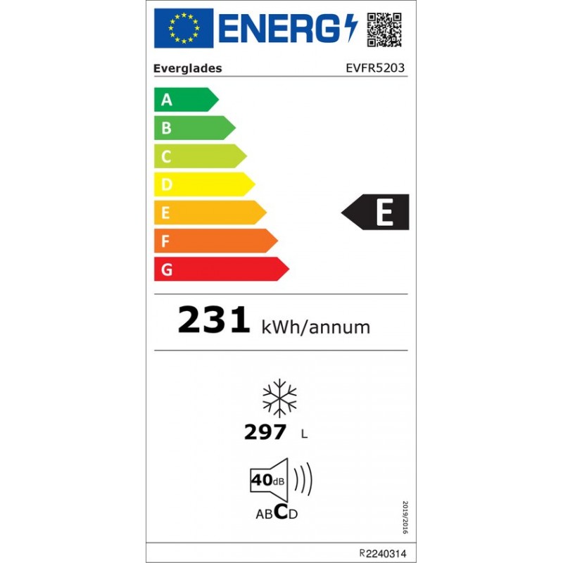 Everglades EVFR5203 - Vrieskist - 297 Liter - E Klasse - Digitaal - Koelfunctie - Wit
