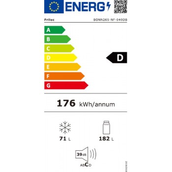 Frilec BONN265-NF-040-DBL - Koel-vriescombinatie - Energielabel D - 253 Liter - Zwart