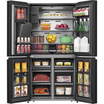 Hisense RQ760N4SBFE - Amerikaanse koelkast - No-Frost - 178 cm hoog - 540 liter - Energielabel E - Invriesvermogen 9 kg/24u - Geluidsniveau 37 dB - LED Display - SuperCool - FastFreeze - Deuralarm - Interverter Compressor - ConnectLife