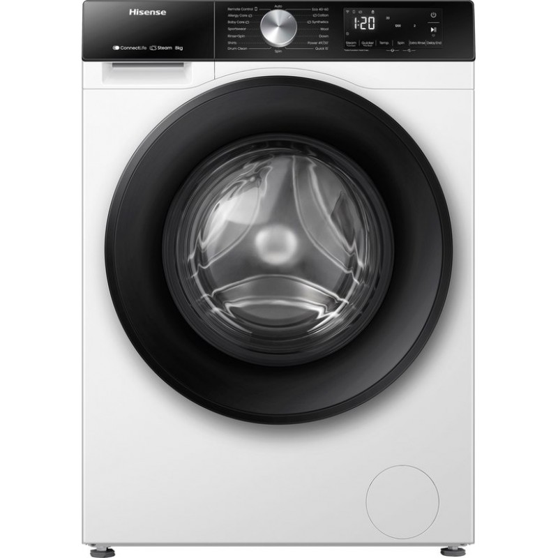 Hisense 3S Serie WF3S9043BW3/BLX - Wasmachine met Energielabel A -30% - 9kg - 72dB (A) - Steam Wash -1400 toeren - Power Wash 49' - ConnectLife - Inhoud Trommel 60 Liter