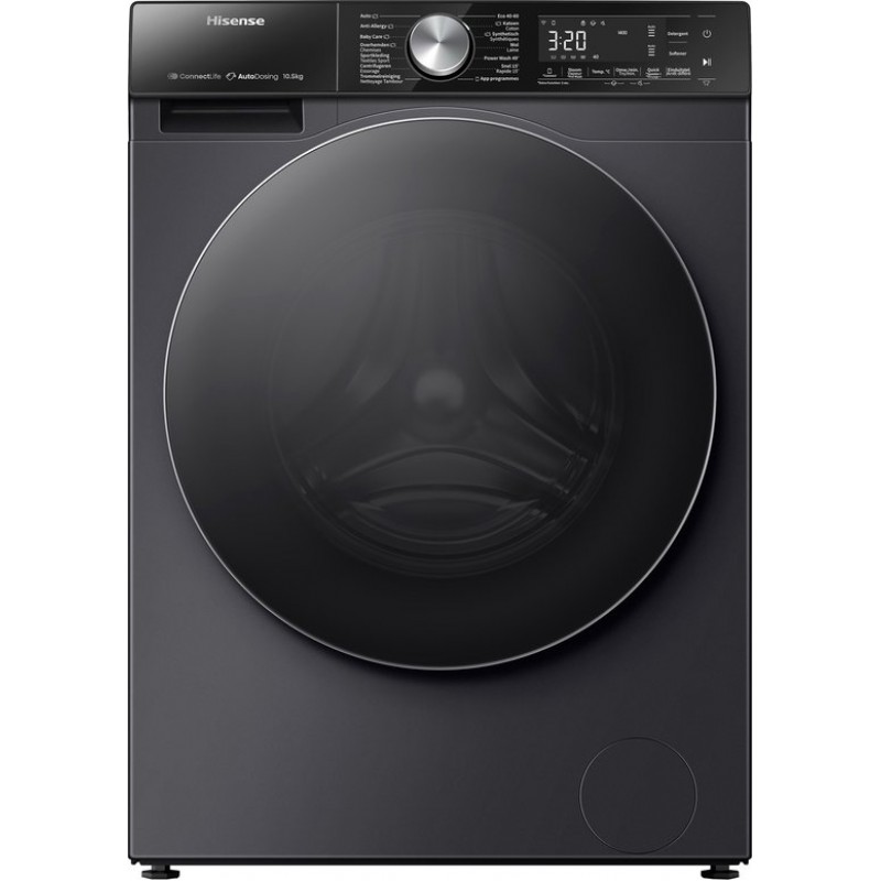 Hisense 5S Serie WF5S1045BB - Wasmachine met Energielabel A - 10,5kg - Auto dosing - 72dB (A) - Steam Wash -1400 toeren - Power Wash 49' - Connectlife