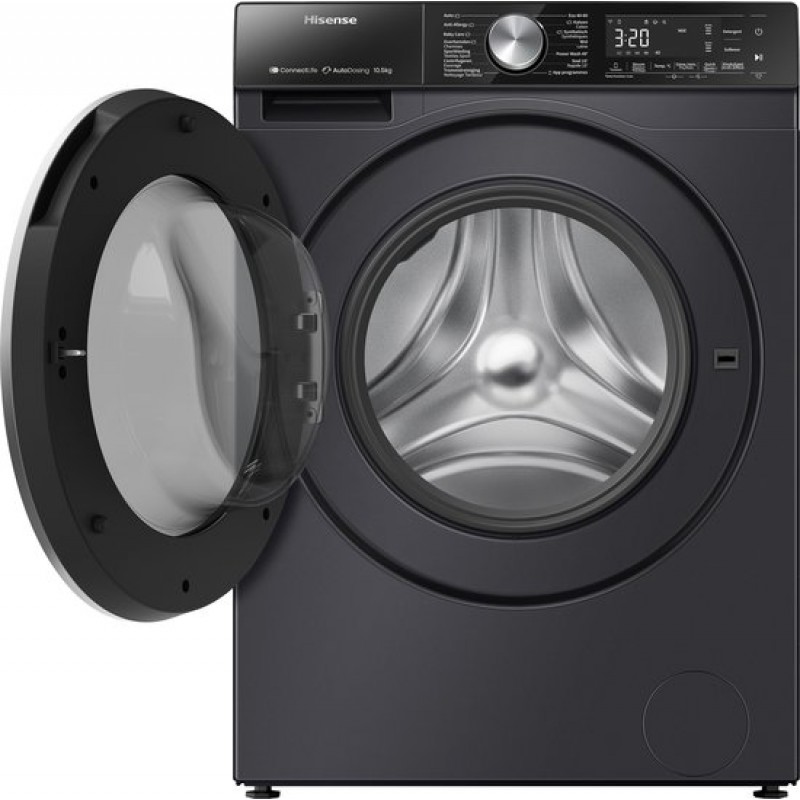 Hisense 5S Serie WF5S1045BB - Wasmachine met Energielabel A - 10,5kg - Auto dosing - 72dB (A) - Steam Wash -1400 toeren - Power Wash 49' - Connectlife