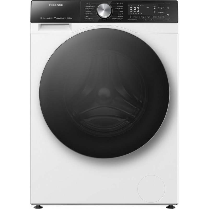 Hisense WF5S9045BW 5S Serie Wasmachine - Energielabel A-30% - 9kg - Connectlife WiFi-bediening - Auto Dose - Stoomfunctie - Snel 15'