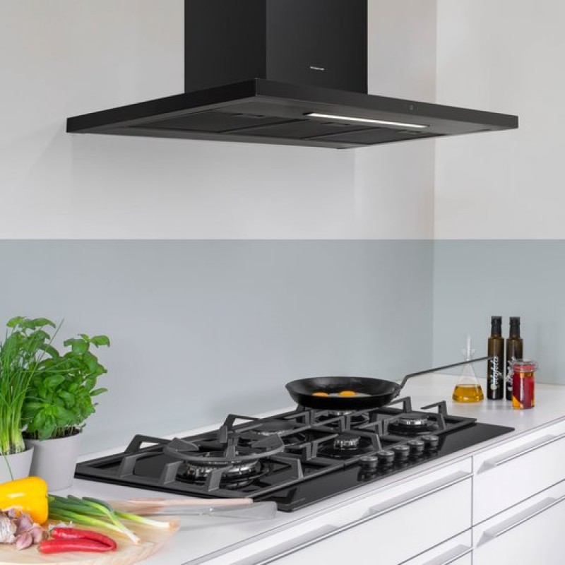 Inventum AKB9015ZWA - Wandschouw afzuigkap - 90 cm - 700 m3/h - 4 standen - Timer - BLDC motor - Energieklasse A++ - Zwart