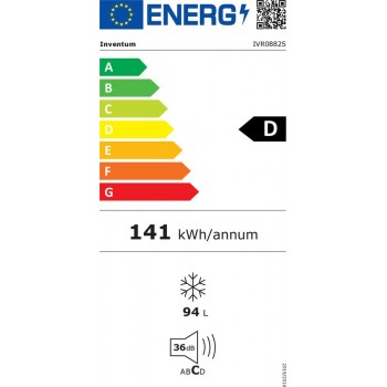 Inventum IVR0882S 88 cm inbouw vriezer energiezuinig - 94 liter - Stil 36 dB - Energielabel D - Diepvries - Sleepdeur - 3 lades/1 klepvak - Wit