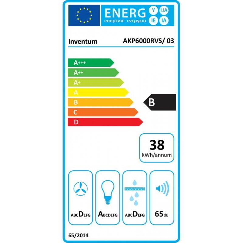 Inventum AKP6000RVS - Wandschouw afzuigkap - 60 cm - 435 m3-h - 3 standen - RVS