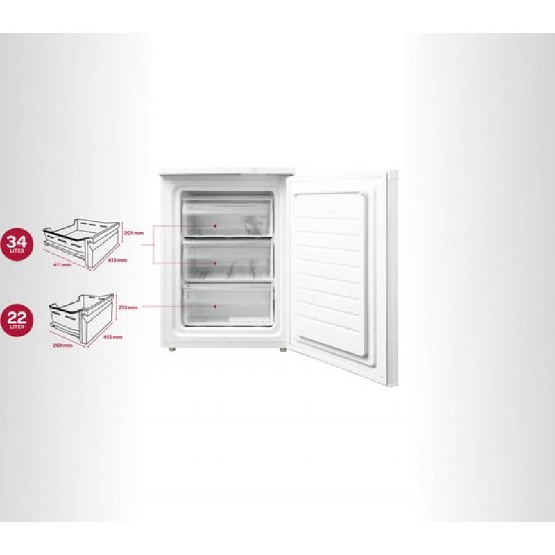 Inventum VR600 tafelmodel vriezer 98 liter - 60 cm breed - Energielabel D - Diepvries - Compact - Vrijstaand - 3 lades/2 plateaus - Wit