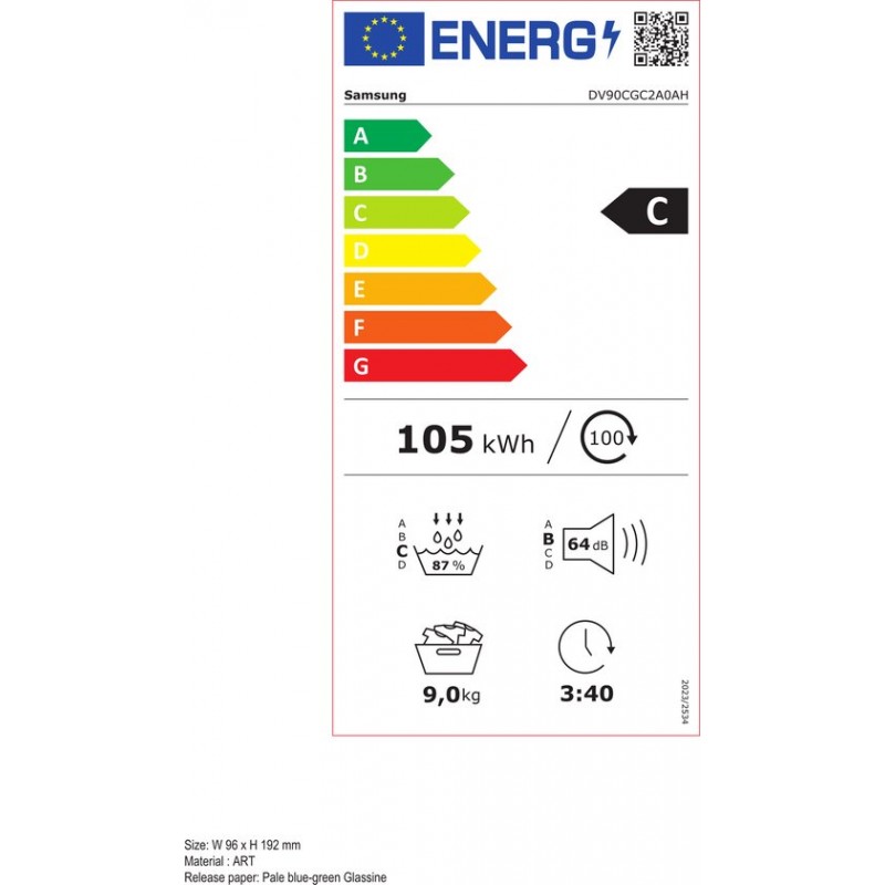 Samsung DV90CGC2A0AH - 5000 serie - Warmtepompdroger - Optimal Dry