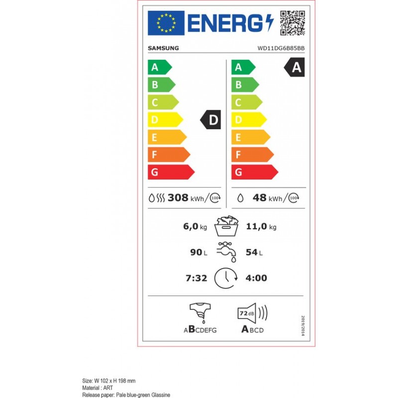 Samsung AI Wash was-droogcombinatie 6000-serie WD11DG6B85BB