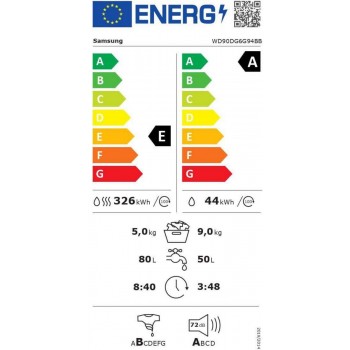 SAMSUNG WD90DG6G94BB Was-droogcombinatie - SmartThings - AI Energy Mode - AI Ecobubble - 9-5 kg