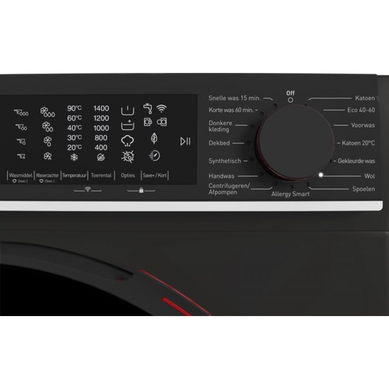 Sharp ESNFL014CBNA2BX - wasmachine - 10KG - 1400rpm - WIFI - Auto Dose - Steam Wash - Mat Zwart